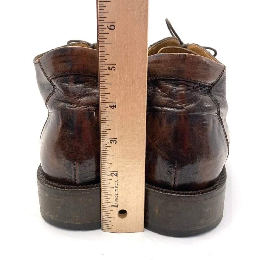 Gino Bianchi Brown Leather Chukka Ankle Boots Mens 8.5‎ EU 41 Lace Up Square Toe